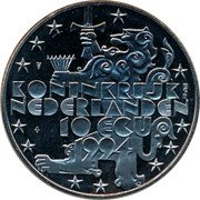 Netherlands 10 ecu 85th Birthday of Queen Mother. 50th Anniversary Prince Bernhard's Being Commander 1994 X# 74 KONINKRIJK NEDERLANDEN 10 ECU 1994 coin obverse