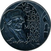 Netherlands 10 ecu Erasmus von Rotterdam 1991 X# 44 ME VELLE ESSE TOTIUS MUNDI NON UNIMUS OPPIDI ERASMUS coin reverse Netherlands 10 ecu Erasmus von Rotterdam 1991 X# 44 ME VELLE ESSE TOTIUS MUNDI NON UNIMUS OPPIDI ERASMUS coin reverse
