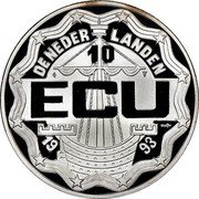 Netherlands 10 ECU Maastricht 1993 Proof X# 70a DE NEDER LANDEN 10 ECU 19 93 coin obverse