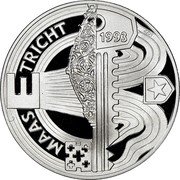 Netherlands 10 ECU Maastricht 1993 Proof X# 70a MAAS TRICHT E 1993 coin reverse