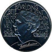 Netherlands 10 ecu Wilhelmina. 50th Anniversary Liberation WWII 1995 X# 90 BEVRIJDING BETE KENT HET HER LEVEN VAN ALLE VRIJ HEDEN WILHELMINA coin reverse Netherlands 10 ecu Wilhelmina. 50th Anniversary Liberation WWII 1995 X# 90 BEVRIJDING BETE KENT HET HER LEVEN VAN ALLE VRIJ HEDEN WILHELMINA coin reverse