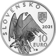 Slovakia 10 Euro 100th anniversary of the birth of Alexander Dubcek 2021 MK SLOVENSKO 2021 10 EURO N coin obverse Slovakia 10 Euro 100th anniversary of the birth of Alexander Dubcek 2021 MK SLOVENSKO 2021 10 EURO N coin obverse