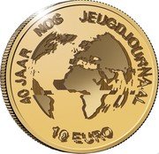 Netherlands 10 Euro 40th anniversary NOS Jeugdjournaal 2021 ☤ + m Proof 40 JAAR NOS JEUGDJOURNAAL 10 EURO coin reverse