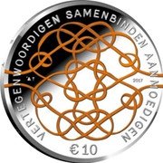 Netherlands 10 Euro 50th Birthday of King Willem-Alexander Orange coloured 2017 ☤ + ★Sails Proof VERTEGENWOORDIGEN SAMENBINDEN AANMOEDIGEN € 10 2017 coin reverse Netherlands 10 Euro 50th Birthday of King Willem-Alexander Orange coloured 2017 ☤ + ★Sails Proof VERTEGENWOORDIGEN SAMENBINDEN AANMOEDIGEN € 10 2017 coin reverse