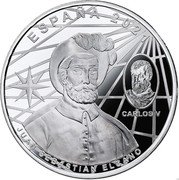 Spain 10 Euro V Centenary of the First Circumnavigation of the World. Elcano (1519-2019) 2021 ♔M JUAN SEBASTIAN ELCANO ESPAÑA 2021 CARLOS V coin obverse Spain 10 Euro V Centenary of the First Circumnavigation of the World. Elcano (1519-2019) 2021 ♔M JUAN SEBASTIAN ELCANO ESPAÑA 2021 CARLOS V coin obverse
