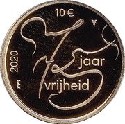 Netherlands 10 Euro Willem-Alexander 75 years of Freedom 2020  Proof 10 75 JAAR VRIJHEID 2020 coin reverse