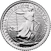 UK 10 Pounds Britannia 2022 DECUS ET TUTAMEN BRITANNIA 2022 1/10 OZ 999.5 PLATINUM coin reverse