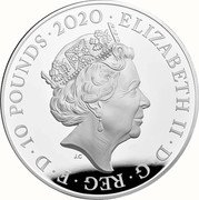 UK 10 Pounds (Elizabeth II The Three Graces - Piedfort) ELIZABETH II D G REG F D 10 POUNDS 2020 J.C coin obverse UK 10 Pounds (Elizabeth II The Three Graces - Piedfort) ELIZABETH II D G REG F D 10 POUNDS 2020 J.C coin obverse