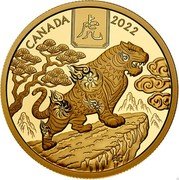Canada 100 Dollars Lunar Year of the Tiger 2022 CANADA 虎 2022 coin reverse