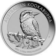 Australia 15 Dollars (Elizabeth II KOOKABURRA) AUSTRALIAN KOOKABURRA 2021 1/10 OZ 9995 PLATINUM P coin reverse Australia 15 Dollars (Elizabeth II KOOKABURRA) AUSTRALIAN KOOKABURRA 2021 1/10 OZ 9995 PLATINUM P coin reverse