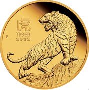 Australia 15 Dollars (Year of the Tiger) TIGER 2022 P MR 虎 coin reverse