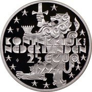 Netherlands 2 1/2 ECU 85th Birthday of Queen Mother.50th Anniversary Prince Bernhard's Being Commander of Armed Force 1994B Proof X# 73a KONINKRIJK NEDERLANDEN 2 1/2 ECU 1994 coin obverse Netherlands 2 1/2 ECU 85th Birthday of Queen Mother.50th Anniversary Prince Bernhard's Being Commander of Armed Force 1994B Proof X# 73a KONINKRIJK NEDERLANDEN 2 1/2 ECU 1994 coin obverse