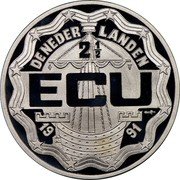 Netherlands 2 1/2 ECU Arnhem 1991B Proof X# 39a DE NEDER - LANDEN 2 1/2 ECU 19 91 coin obverse Netherlands 2 1/2 ECU Arnhem 1991B Proof X# 39a DE NEDER - LANDEN 2 1/2 ECU 19 91 coin obverse
