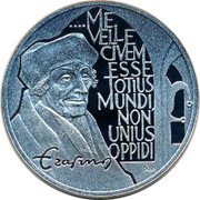 Netherlands 2 1/2 ecu (Erasmus) X# 43a ME VELLE ESSE TOTIUS MUNDI NON UNIMUS OPPIDI ERASMUS coin reverse Netherlands 2 1/2 ecu (Erasmus) X# 43a ME VELLE ESSE TOTIUS MUNDI NON UNIMUS OPPIDI ERASMUS coin reverse