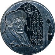 Netherlands 2 1/2 ecu (Erasmus von Rotterdam) X# 43 ME VELLE ESSE TOTIUS MUNDI NON UNIMUS OPPIDI ERASMUS coin reverse Netherlands 2 1/2 ecu (Erasmus von Rotterdam) X# 43 ME VELLE ESSE TOTIUS MUNDI NON UNIMUS OPPIDI ERASMUS coin reverse