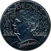 Netherlands 2 1/2 ecu Wilhelmina. 50th Anniversary Liberation WWII 1995 X# 89 BEVRIJDING BETE KENT HET HER LEVEN VAN ALLE VRIJ HEDEN WILHELMINA coin reverse Netherlands 2 1/2 ecu Wilhelmina. 50th Anniversary Liberation WWII 1995 X# 89 BEVRIJDING BETE KENT HET HER LEVEN VAN ALLE VRIJ HEDEN WILHELMINA coin reverse