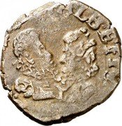 Netherlands 2 Denier (Albert & Isabella) + ALB . ET . YSABELLA . D . G . ARCHIDV . AV coin obverse Netherlands 2 Denier (Albert & Isabella) + ALB . ET . YSABELLA . D . G . ARCHIDV . AV coin obverse