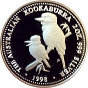 Australia 2 Dollars (Elizabeth II Kookaburras) THE AUSTRALIAN KOOKABURRA 2 OZ 999 SILVER 1998 P coin reverse Australia 2 Dollars (Elizabeth II Kookaburras) THE AUSTRALIAN KOOKABURRA 2 OZ 999 SILVER 1998 P coin reverse