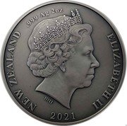 New Zealand 2 Dollars (Kiwi) 2021 ELIZABETH II NEW ZEALAND .999 AG 2 OZ coin obverse New Zealand 2 Dollars (Kiwi) 2021 ELIZABETH II NEW ZEALAND .999 AG 2 OZ coin obverse