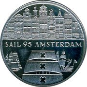 Netherlands 2 ecu Amsterdam Sail Manifestation '95 -Batavia 1995 Prooflike X# 95 SAIL 95 AMSTERDAM coin reverse Netherlands 2 ecu Amsterdam Sail Manifestation '95 -Batavia 1995 Prooflike X# 95 SAIL 95 AMSTERDAM coin reverse