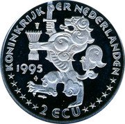 Netherlands 2 ecu Amsterdam Sail Manifestation 1995. 1995 Proof KONINKRIJK DER NEDERLANDEN 1995 2 ECU coin obverse Netherlands 2 ecu Amsterdam Sail Manifestation 1995. 1995 Proof KONINKRIJK DER NEDERLANDEN 1995 2 ECU coin obverse