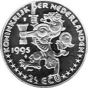 Netherlands 2 1/2 ECU Grotius 1995 X# 85a KONINKRIJK DER NEDERLANDEN 1995 2 1/2 ECU coin obverse