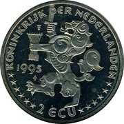 Netherlands 2 ecu Sail 95 Amsterdam - Schooner 'Eendracht' 1995 unknown in Sail set 1995 X# 96 KONINKRIJK DER NEDERLANDEN 1995 2 ECU coin obverse Netherlands 2 ecu Sail 95 Amsterdam - Schooner 'Eendracht' 1995 unknown in Sail set 1995 X# 96 KONINKRIJK DER NEDERLANDEN 1995 2 ECU coin obverse