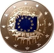 Netherlands 2 euro (30th Anniversary - European Union flag) 1985-2015 NEDERLAND coin obverse Netherlands 2 euro (30th Anniversary - European Union flag) 1985-2015 NEDERLAND coin obverse