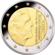 Netherlands 2 Euro 50th birthday of King Willem-Alexander. Gold stars 2018 WILLEM-ALEXANDER KONING DER NEDERLANDEN 2018 coin obverse Netherlands 2 Euro 50th birthday of King Willem-Alexander. Gold stars 2018 WILLEM-ALEXANDER KONING DER NEDERLANDEN 2018 coin obverse