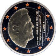 Netherlands 2 Euro 50th birthday of King Willem-Alexander. Orange stars 2017 WILLEM-ALEXANDER KONING DER NEDERLANDEN 2017 coin obverse Netherlands 2 Euro 50th birthday of King Willem-Alexander. Orange stars 2017 WILLEM-ALEXANDER KONING DER NEDERLANDEN 2017 coin obverse
