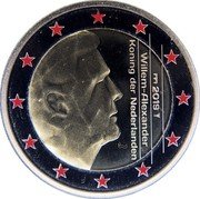 Netherlands 2 Euro (50th birthday of King Willem-Alexander. Red stars) WILLEM-ALEXANDER KONING DER NEDERLANDEN 2019 coin obverse Netherlands 2 Euro (50th birthday of King Willem-Alexander. Red stars) WILLEM-ALEXANDER KONING DER NEDERLANDEN 2019 coin obverse