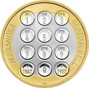 UK 2 Pounds Alexander Graham Bell 2022 ALEXANDER GRAHAM BELL 1 PI 2 ON 3 EER 4 OF 5 6 THE 7 TEL 8 EPH 9 ONE 0 *1847 #1922 HDG coin reverse UK 2 Pounds Alexander Graham Bell 2022 ALEXANDER GRAHAM BELL 1 PI 2 ON 3 EER 4 OF 5 6 THE 7 TEL 8 EPH 9 ONE 0 *1847 #1922 HDG coin reverse