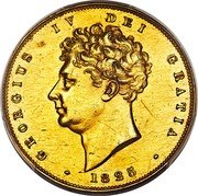 UK 2 Pounds (George IV Uniface Pattern - reverse empty) GEORGIUS IV DEI GRATIA 1825 coin obverse UK 2 Pounds (George IV Uniface Pattern - reverse empty) GEORGIUS IV DEI GRATIA 1825 coin obverse