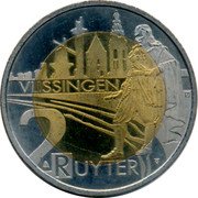 Netherlands 2 ruyter (400 th anniversary of M.A de Ruyter) VUSSINGEN 2 RUYTER coin reverse