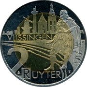 Netherlands 2 ruyter (400 Years M.A. de Ruyter) VUSSINGEN 2 RUYTER coin reverse