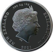 New Zealand 20 Dollars (Kiwi) IRB 2021 ELIZABETH II NEW ZEALAND .999 AG 1 KG coin obverse