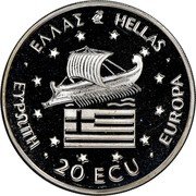 Greece 20 ECU Alexander the Great 1993 X# 33a 20 ECU ΕΛΛΑΣ HELLAS ΕΨΡΩΠΗ EUROPA coin obverse Greece 20 ECU Alexander the Great 1993 X# 33a 20 ECU ΕΛΛΑΣ HELLAS ΕΨΡΩΠΗ EUROPA coin obverse