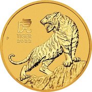Australia 200 Dollars Lunar Year of the Tiger 2022 P TIGER 2022 P coin reverse Australia 200 Dollars Lunar Year of the Tiger 2022 P TIGER 2022 P coin reverse