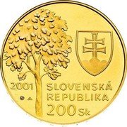 Slovakia 200 Korun Alexander Dubček - Pattern 2001  SLOVENSKÁ REPUBLIKA 200 SK 2001 coin obverse
