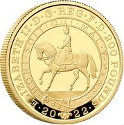 UK 200 Pounds Elizabeth II Platinum Jubilee 2022 ELIZABETH II D G REG FID DEF 200 POUNDS JC coin obverse