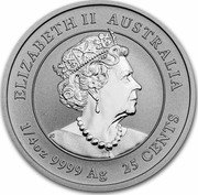 Australia 25 Cents Lunar Mouse 2020 P ELIZABETH II AUSTRALIA 1/4 OZ 9999 AG 25 CENTS coin obverse