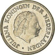 Netherlands 25 Cent Juliana 1980 KM# Pn136 JULIANA KONINGIN DER NEDERLANDEN coin obverse