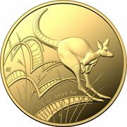 Australia 25 Dollars (Kangaroo Bounding) BS 1/5 OZ .9999 AU coin reverse Australia 25 Dollars (Kangaroo Bounding) BS 1/5 OZ .9999 AU coin reverse