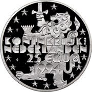 Netherlands 25 ECU 85th Birthday of Queen Mother. 50th Anniversary Prince Bernhard's Being Commander of Armed Force 1994B Proof X# 75 KONINKRIJK NEDERLANDEN 25 ECU 1994 coin obverse Netherlands 25 ECU 85th Birthday of Queen Mother. 50th Anniversary Prince Bernhard's Being Commander of Armed Force 1994B Proof X# 75 KONINKRIJK NEDERLANDEN 25 ECU 1994 coin obverse