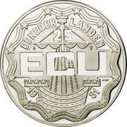 Netherlands 25 ecu Desiderius Erasmus von Rotterdam 1991 Proof X# 45.1 KONINKRIJK DER NEDERLANDEN 25 ECU 19 91 coin obverse Netherlands 25 ecu Desiderius Erasmus von Rotterdam 1991 Proof X# 45.1 KONINKRIJK DER NEDERLANDEN 25 ECU 19 91 coin obverse