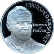Netherlands 25 ecu (F. D. Roosevelt) X# 83.1 FRANKLIN ROOSEVELT CHAMPION OF FREEDOM coin reverse Netherlands 25 ecu (F. D. Roosevelt) X# 83.1 FRANKLIN ROOSEVELT CHAMPION OF FREEDOM coin reverse