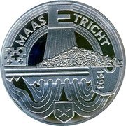 Netherlands 25 ECU Maastricht Treaty 1993 M. without fineness. Proof X# 71.2 MAASTRICHT E 1993 coin reverse Netherlands 25 ECU Maastricht Treaty 1993 M. without fineness. Proof X# 71.2 MAASTRICHT E 1993 coin reverse