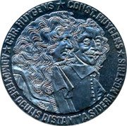 Netherlands 25 ecu Constantijn and Christiaan Huygens 1989 X# 18.2 ADMOVERE OCULIS DISTANTIA SIDERA NOSTRIS coin reverse