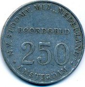 Netherlands 250 Cents SMN 1947 ND. 1947-1948 N.V.STOOMV.MIJ."NEDERLAND". BOORDGELD 250 AMSTERDAM coin obverse