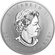 Canada 250 Dollars (Maple Leaf) ELIZABETH II 250 DOLLARS 2021 coin obverse Canada 250 Dollars (Maple Leaf) ELIZABETH II 250 DOLLARS 2021 coin obverse
